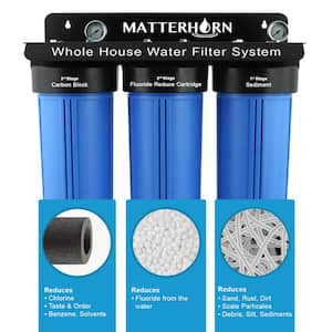 3-Stage Whole House 20 in. Big Blue Water Filtration System Specially Designed for Fluoride Reduction