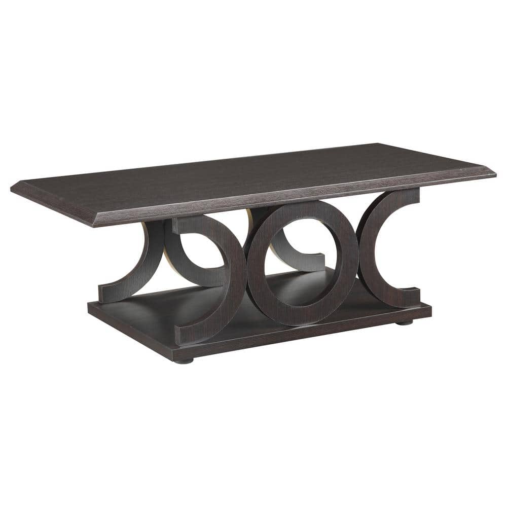 Elegant Cappuccino C-Shaped Wood Coffee Table 47"