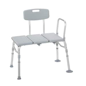 32 in . Freestanding Adjustable Shower Bench for Bathtub with Backrest and Arm Support in Gray