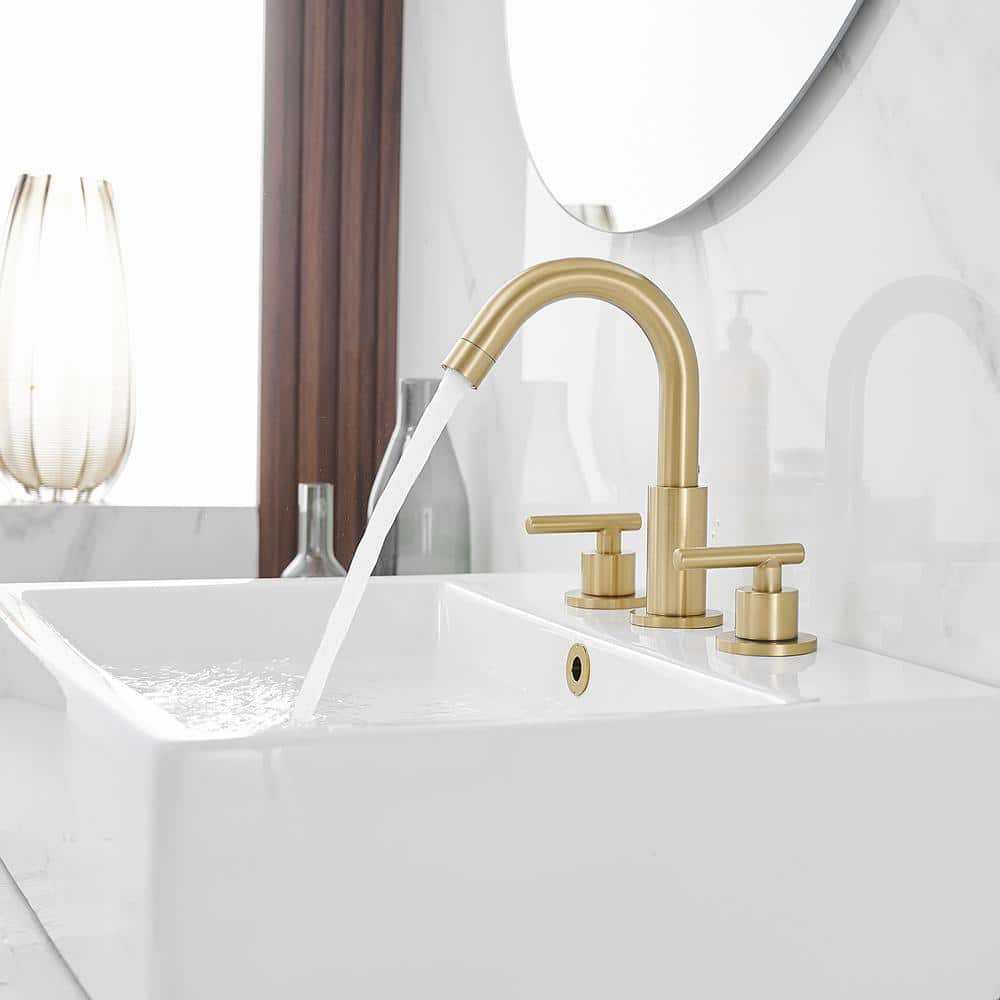 Brushed Gold Stainless Steel 8" Widespread Bathroom Faucet
