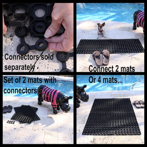 Set of 2 Mats Outdoor Interlocking Rubber Floor Mat Anti-Fatigue with connectors 