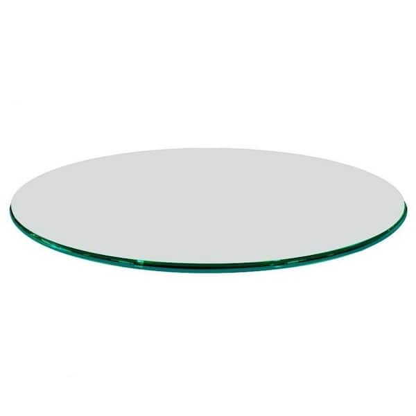 Fab Glass and Mirror 34 in. Clear Round Glass Table Top, 1/2 in. Thickness Tempered Ogee Edge Polished
