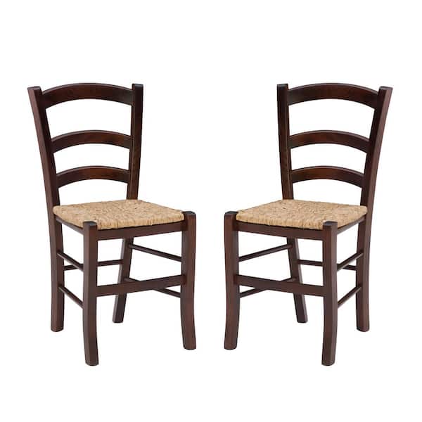 Linon Home Decor Carson Walnut Finish Wood Dining Chair with Rush Seat (Set of 2)
