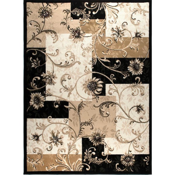 Optimum Byron Black/Beige 4 ft. x 5 ft. Geometric Area Rug