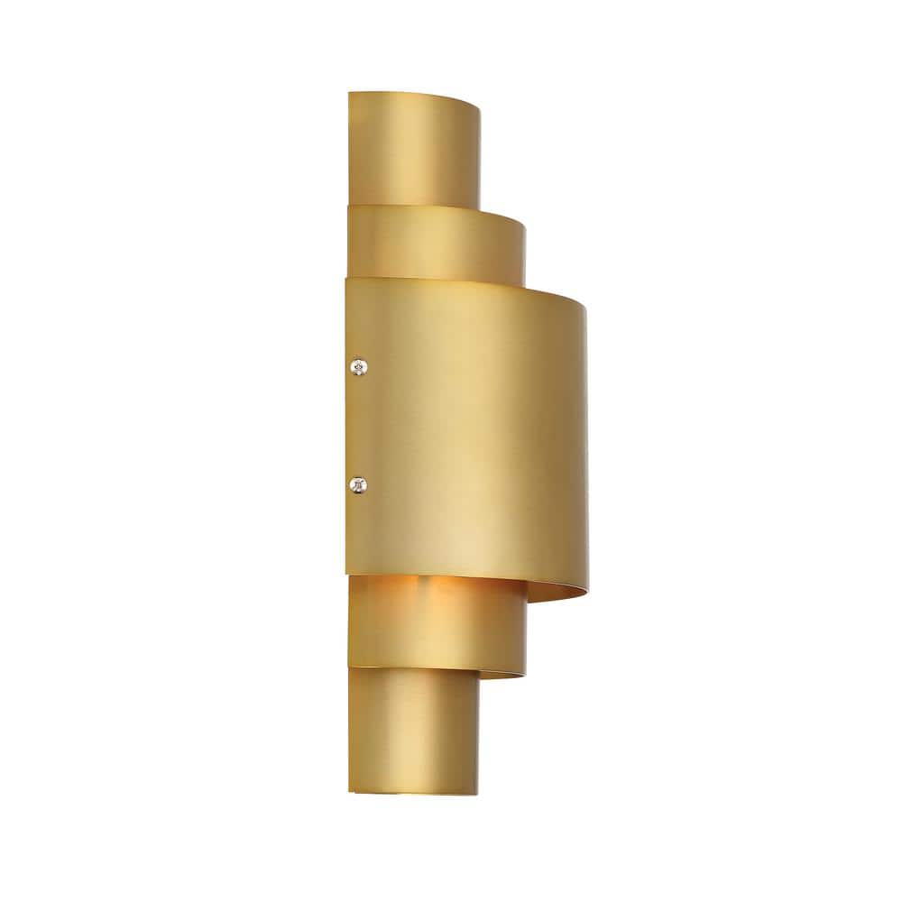 Soft Brass Dual-Light Dimmable Sconce with Steel Shades