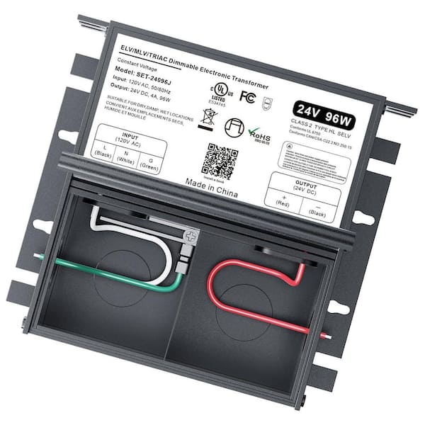 YICHUHAOXI Dimmable LED Driver 96W 24V for Lutron Leviton Triac/ELV/MLV Dimmer AC to DC Power Supply Transformer UL FCC Listed
