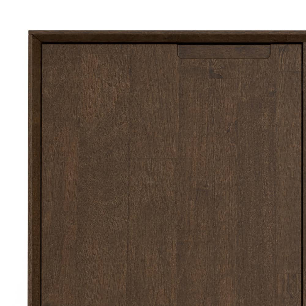 Walnut Brown Solid Hardwood and Metal 4-Door Sideboard Buffet