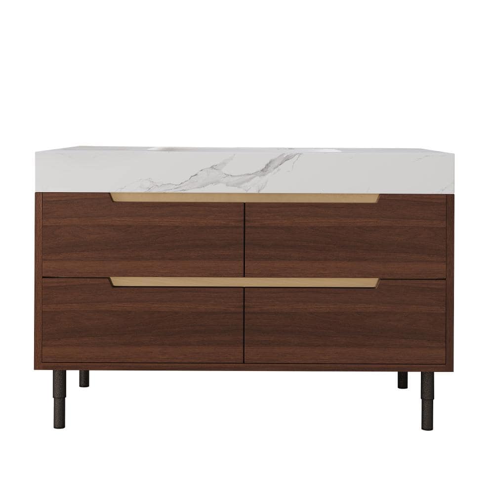 35 in. Freestanding/Wall-Mounted Walnut Bath Vanity with White Sintered Stone Top Unassembled price history on PriceWatchPro