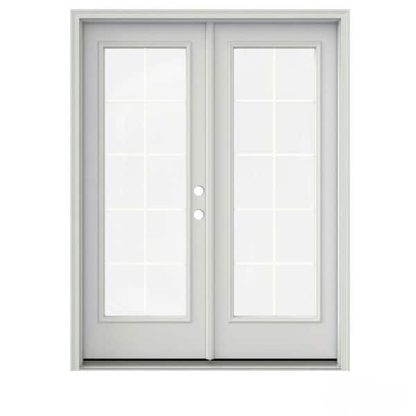 JELD-WEN 60 in. x 80 in. Primed Steel Left-Hand Inswing 10 Lite Glass Active/Stationary Patio Door