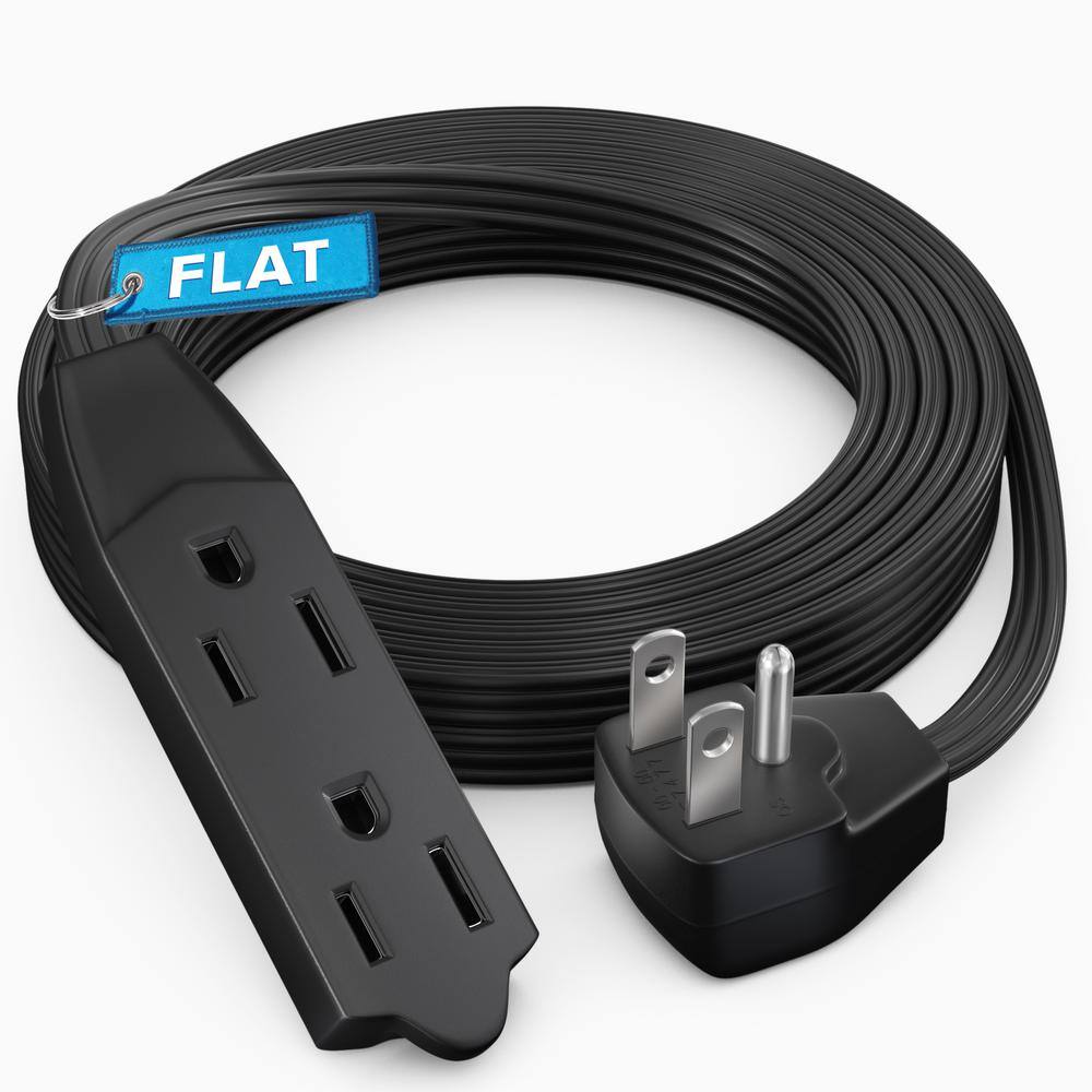 10 ft. 16/3 Light Duty Indoor Extension Cord Flat Plug Flat Wire 3-Outlet, 13Amps, Black price history on PriceWatchPro