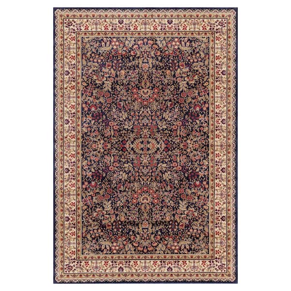 Concord Global Trading Jewel Collection Sarouk Navy Rectangle Indoor 9 ft. 3 in. x 12 ft. 6 in. Area Rug