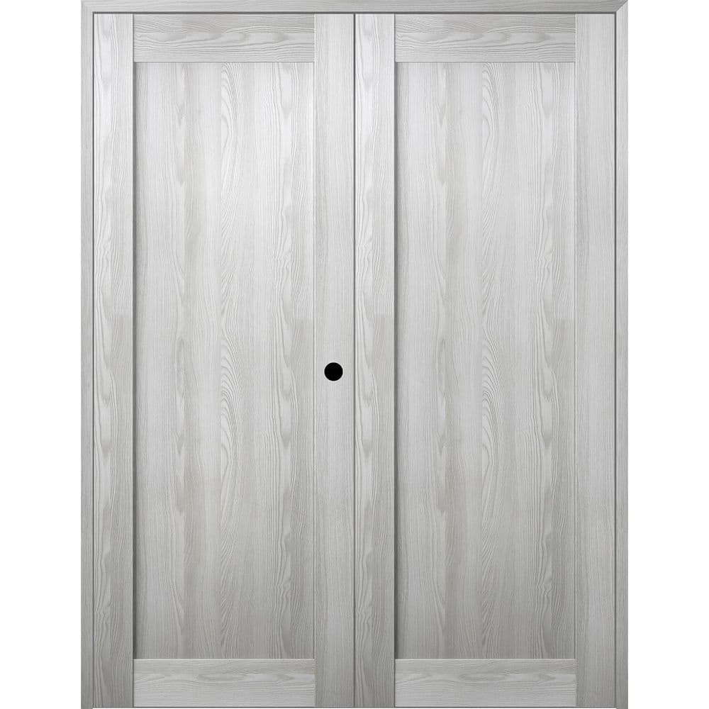 60 in. Light Gray Ribeira Ash Composite Double Prehung Interior Door