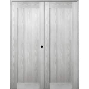 64 in. x 80 in. Left Hand Active Ribeira Ash Wood Composite Double Prehung Interior Door