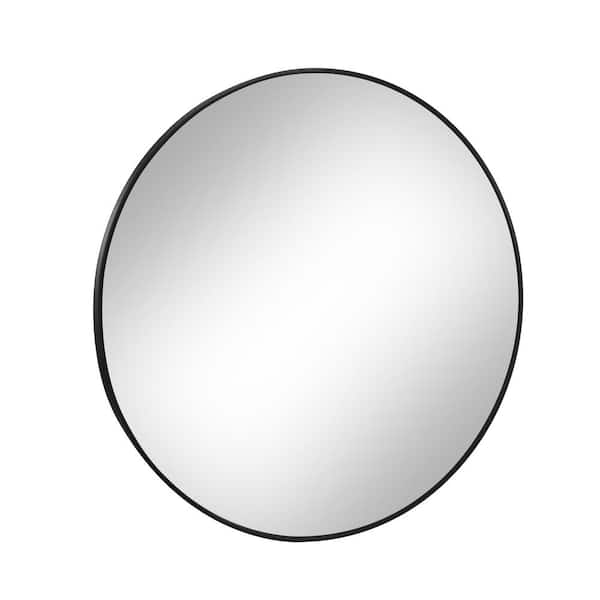 30 in. W x 30 in. H Round Framed Wall Bathroom Vanity Mirror in Black S01CUU208 The Home Depot