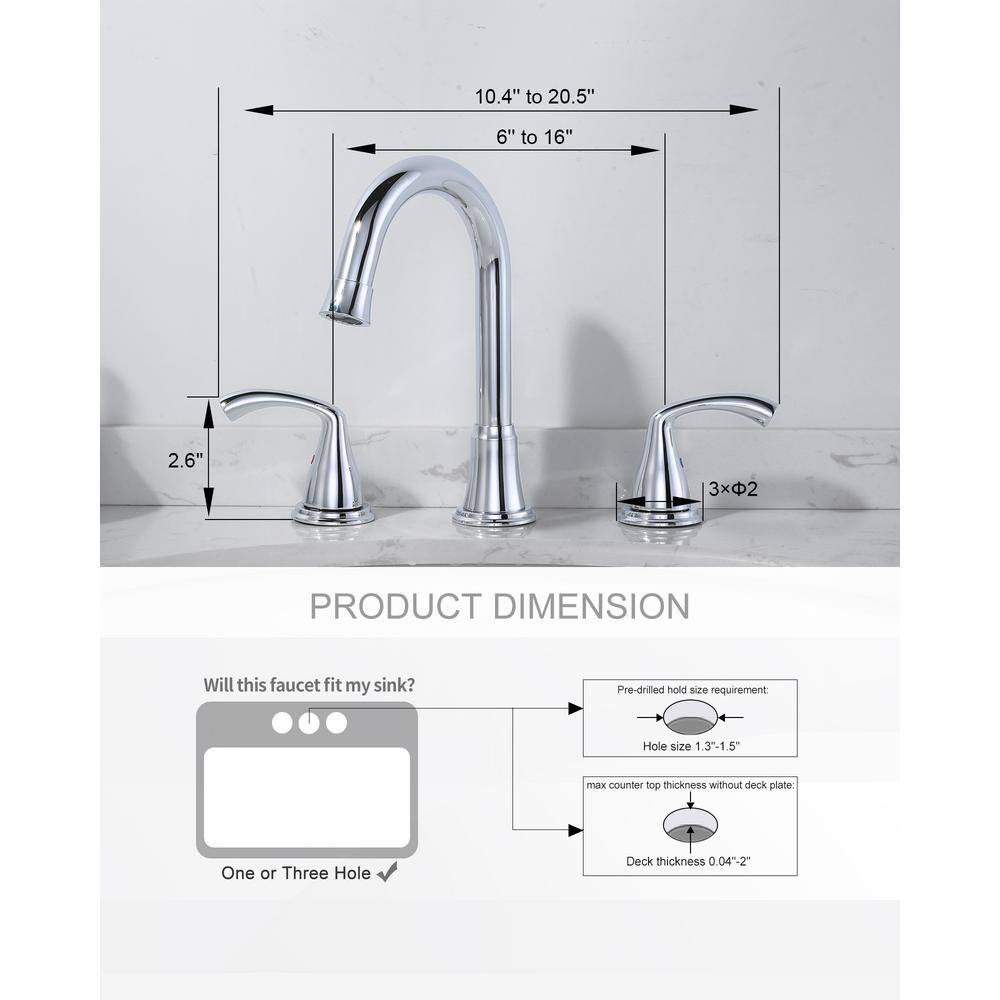 Polished Chrome 8 in. Widespread Double Handle Bathroom Faucet