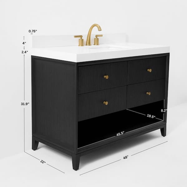 Ancerre Designs Momo 48 in. W Single Sinks Freestanding Black Oak