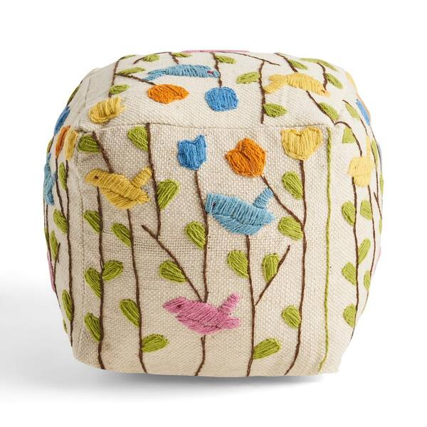 Noble House Almodi Multicolored Cube Ottoman Pouf 68187 - The Home Depot