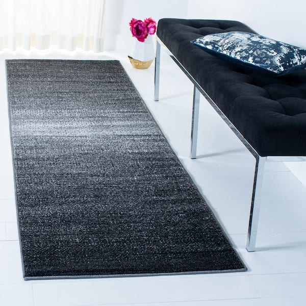 Adirondack 3 ft. x 6 ft. Dark Gray/Light Gray Gradient Transitional Runner Rug