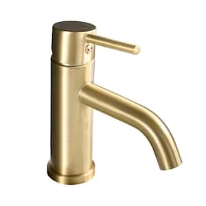 Single-Handle Single Hole Bathroom Faucet in Brushed Gold