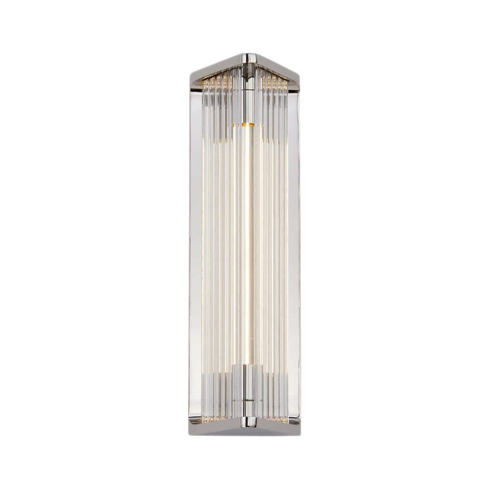 Polished Nickel Ribbed Glass LED Bath Bar