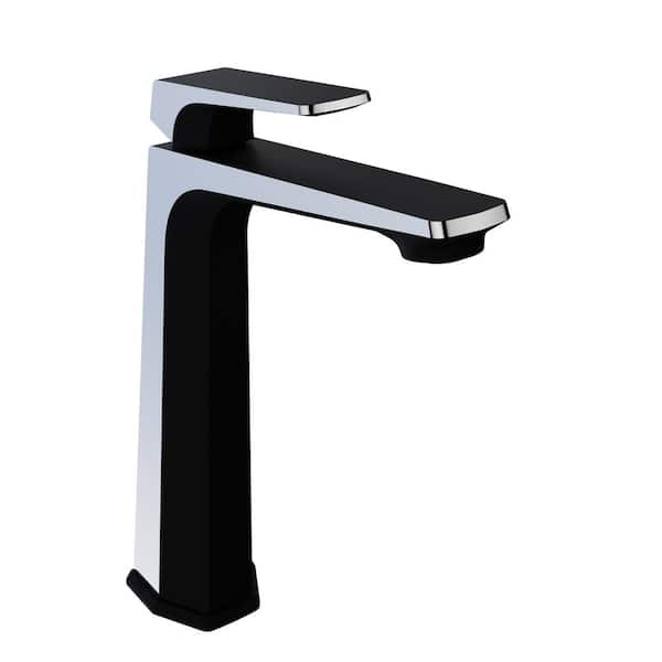 ANZZI Single-Handle Single-Hole Bathroom Vessel Sink Faucet with Pop-Up Drain in Matte Black and Chrome