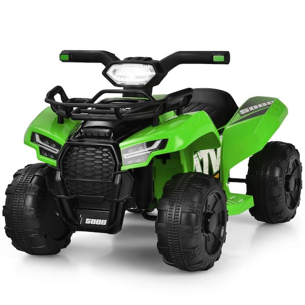 Costway 7.3 in. 12-Volt Kids ATV Quad Electric Ride On Car Toy Toddler with LED Light and MP3 Green
