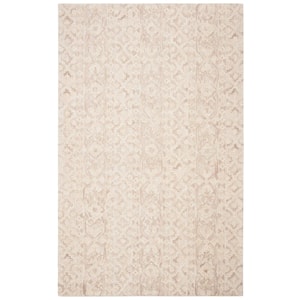 Abstract Beige/Light Brown 4 ft. x 6 ft. Floral Area Rug