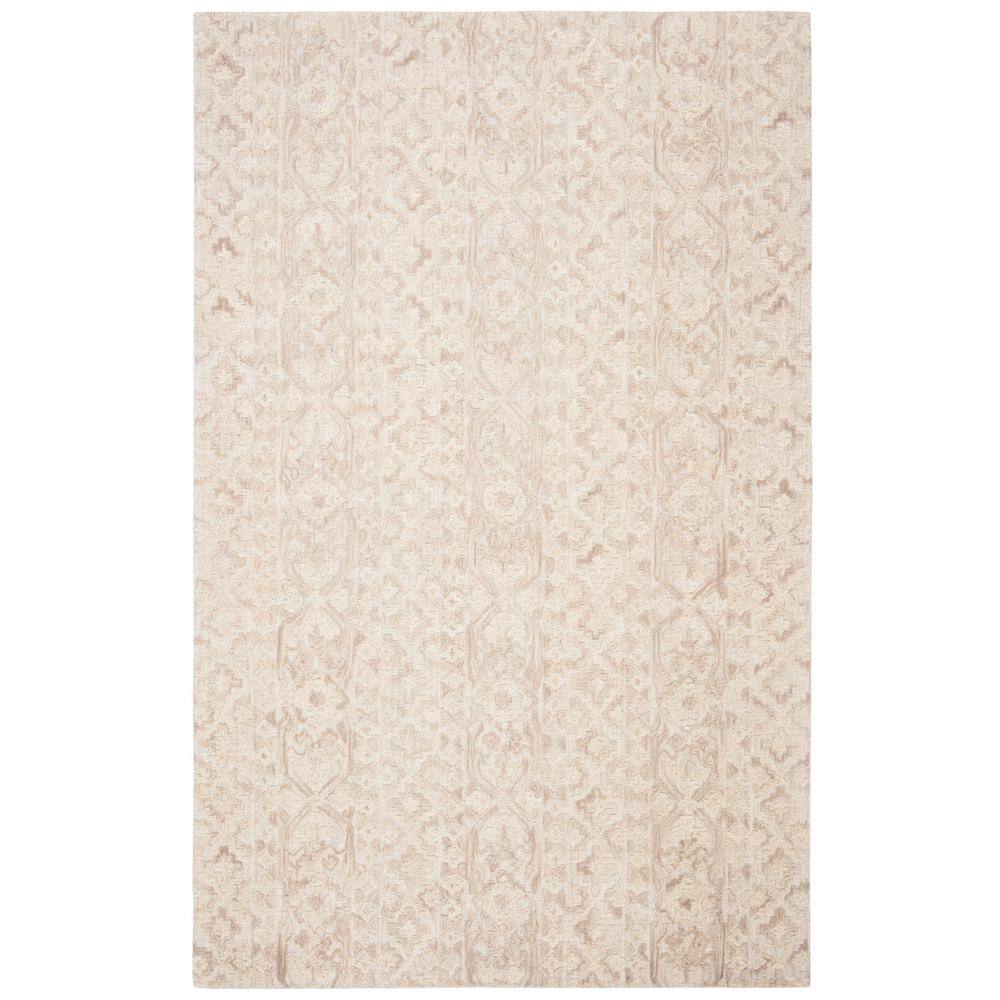Handmade Abstract Tufted Wool Area Rug, 8' x 10', Beige and Light Brown
