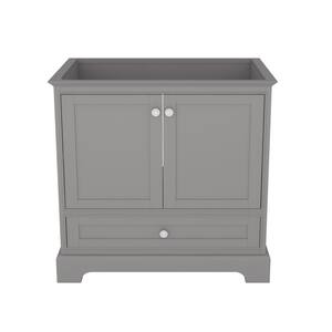 35.15 in. W x 21.42 in. D x 33.54 in. H Freestanding Bath Vanity Cabinet without Top in Grey