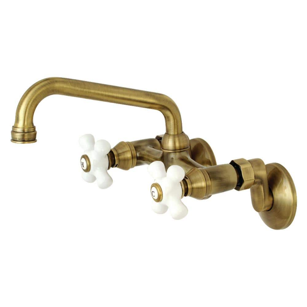 Kingston Brass Kingston 2-Handle Wall-Mount Standard Kitchen Faucet in ...