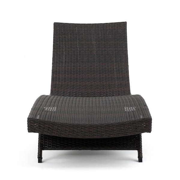 Miller Multi-Brown 4-Piece Faux Rattan Adjustable Outdoor Patio Chaise Lounge