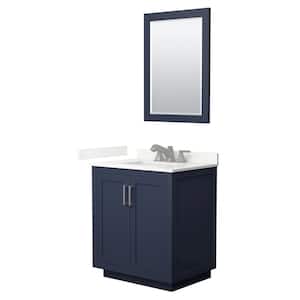 Miranda 30 in. W x 22 in. D x 33.75 in. H Single Bath Vanity in Dark Blue with Giotto qt. Top and 24 in. Mirror