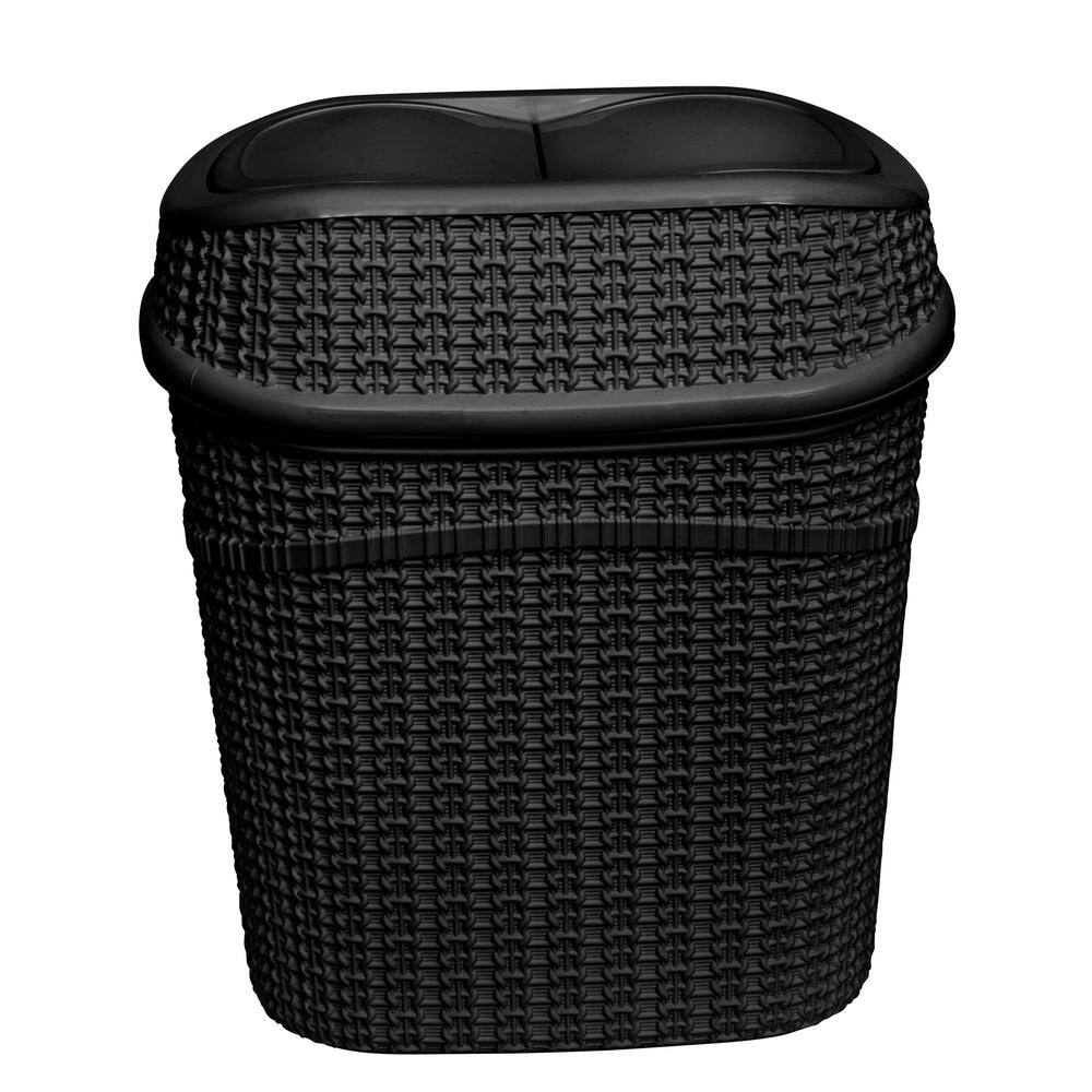 Matte Black Plastic Sailor Knot Swing Top Trash Bin