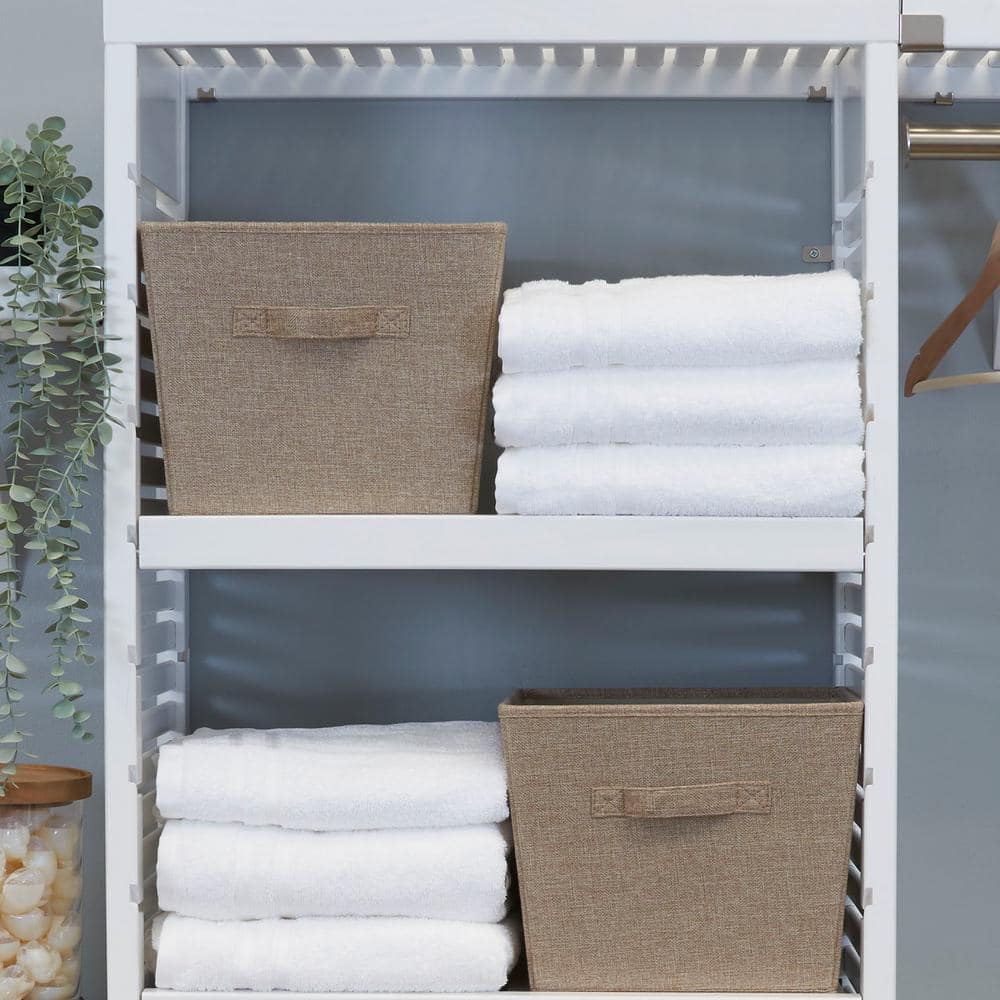 Latte Linen Tapered Medium Storage Bins with Wire Frame, 2-Pack