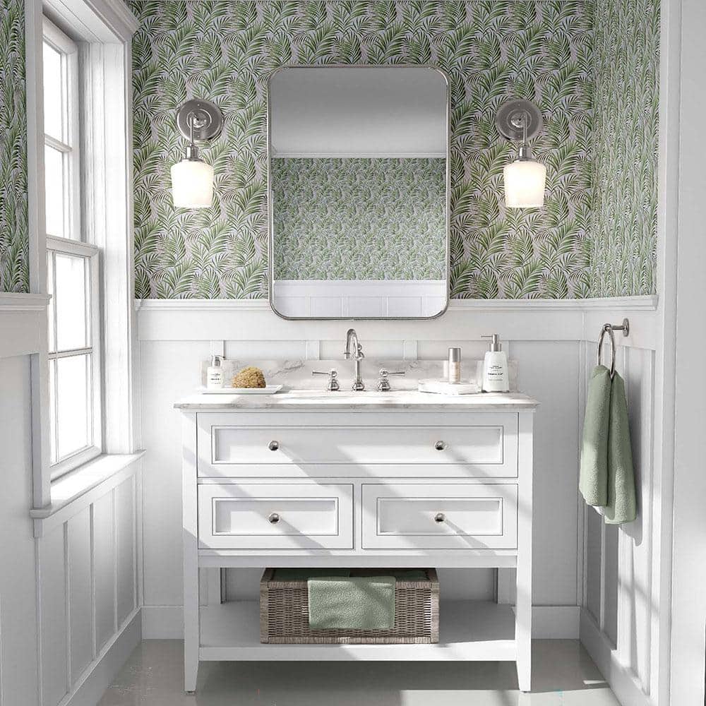 Aloe Green and Taupe Tropical Peel & Stick Wallpaper