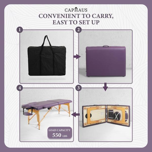 CAPHAUS 84 in. Purple Memory Foam Massage Table with