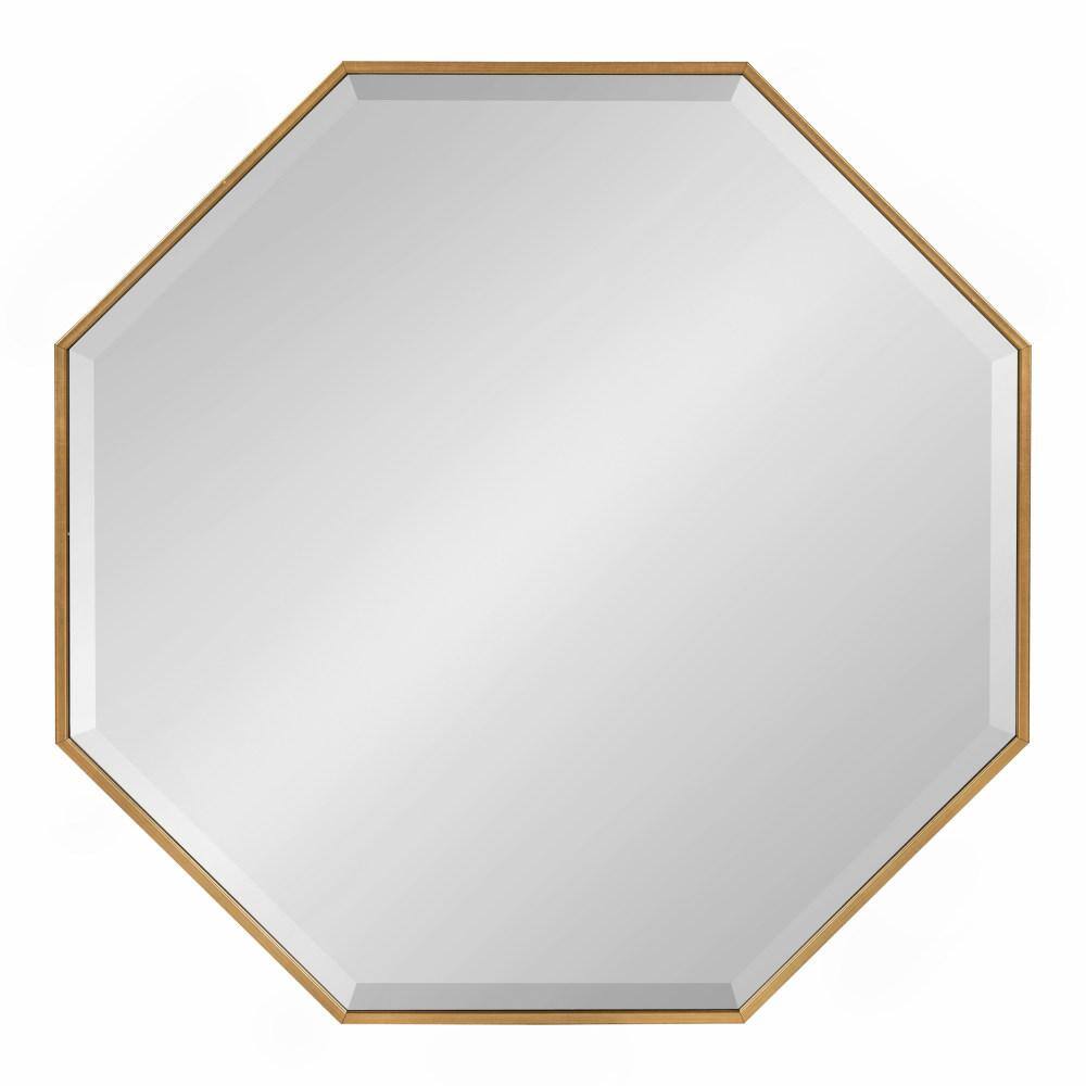 Gold Octagon Wall Mirror with Wood Frame, 34"
