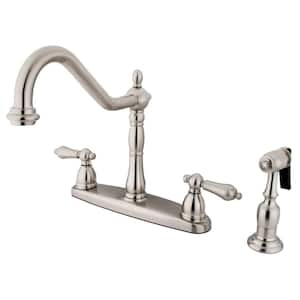 Heritage 2-Handle Standard Kitchen Faucet with Side Sprayer in Brushed Nickel