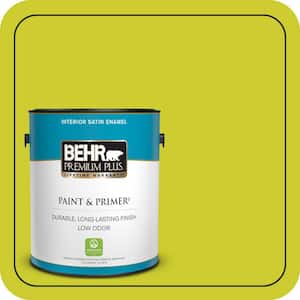 1 gal. #S-G-400 Lime Pop Satin Enamel Low Odor Interior Paint & Primer