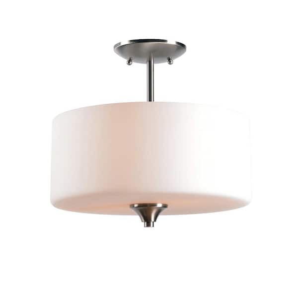 Manor Brook Logan 2-Light Brushed Steel Semi-Flush Mount Light