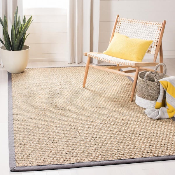 Natural Fiber Beige/Dark Gray Doormat 2 ft. x 3 ft. Border Area Rug