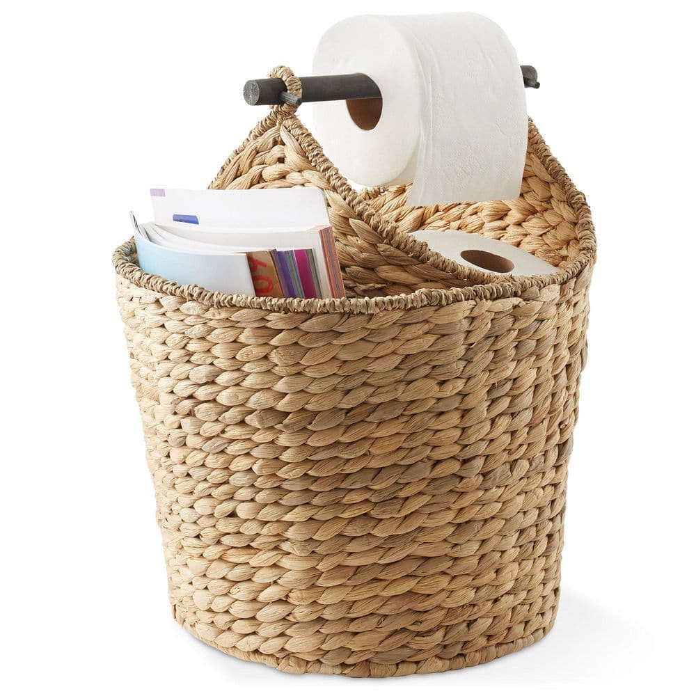 Natural Woven Water Hyacinth Wicker Bathroom Storage Basket