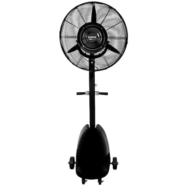 Luma Comfort Powerful 26 in. 3-Speed Durable Oscillating Outdoor Misting Fan with Water Tank for Patio Backyard - Black