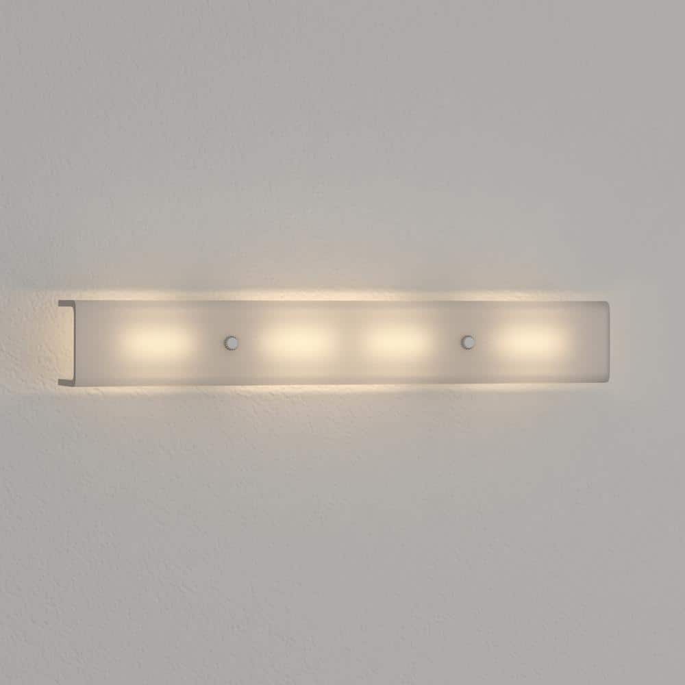 White Glass Four-Light Bath Vanity Light Fixture
