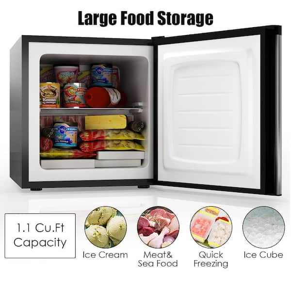 BANGSON Mini Freezer,1.1 Cu.ft Small Freezer, Upright Freezer with  Removable Shelf, Single Reversible Door, Compact Freezer for Home, Kitchen,  Office