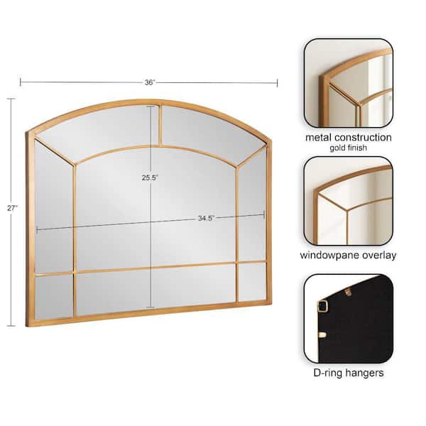 Gervais Gold 36 in. W x 27 in. H Transitional Arch Metal Framed Mirror