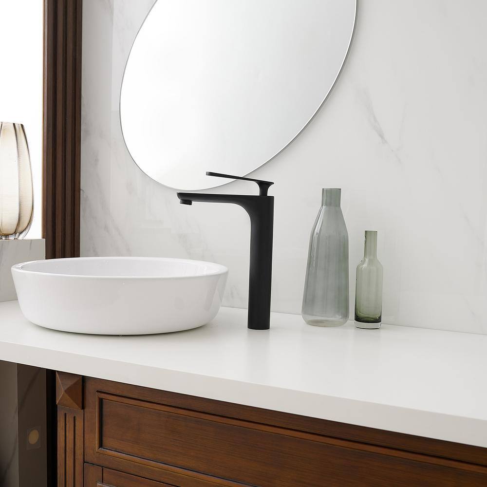 Matte Black Single Handle High Arc Vessel Sink Faucet