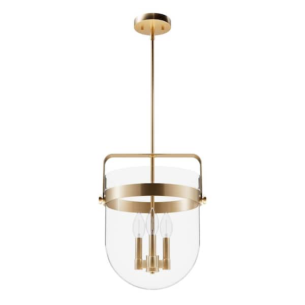 Karloff 3-Light Alturas Gold Island Pendant Light with Clear Glass Shade