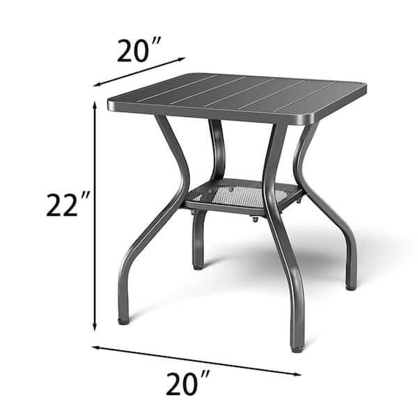 Black Square Iron Outdoor Patio Side Table