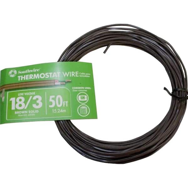 Southwire 50 ft. 18/3 Brown Solid CU CL2 Thermostat Wire